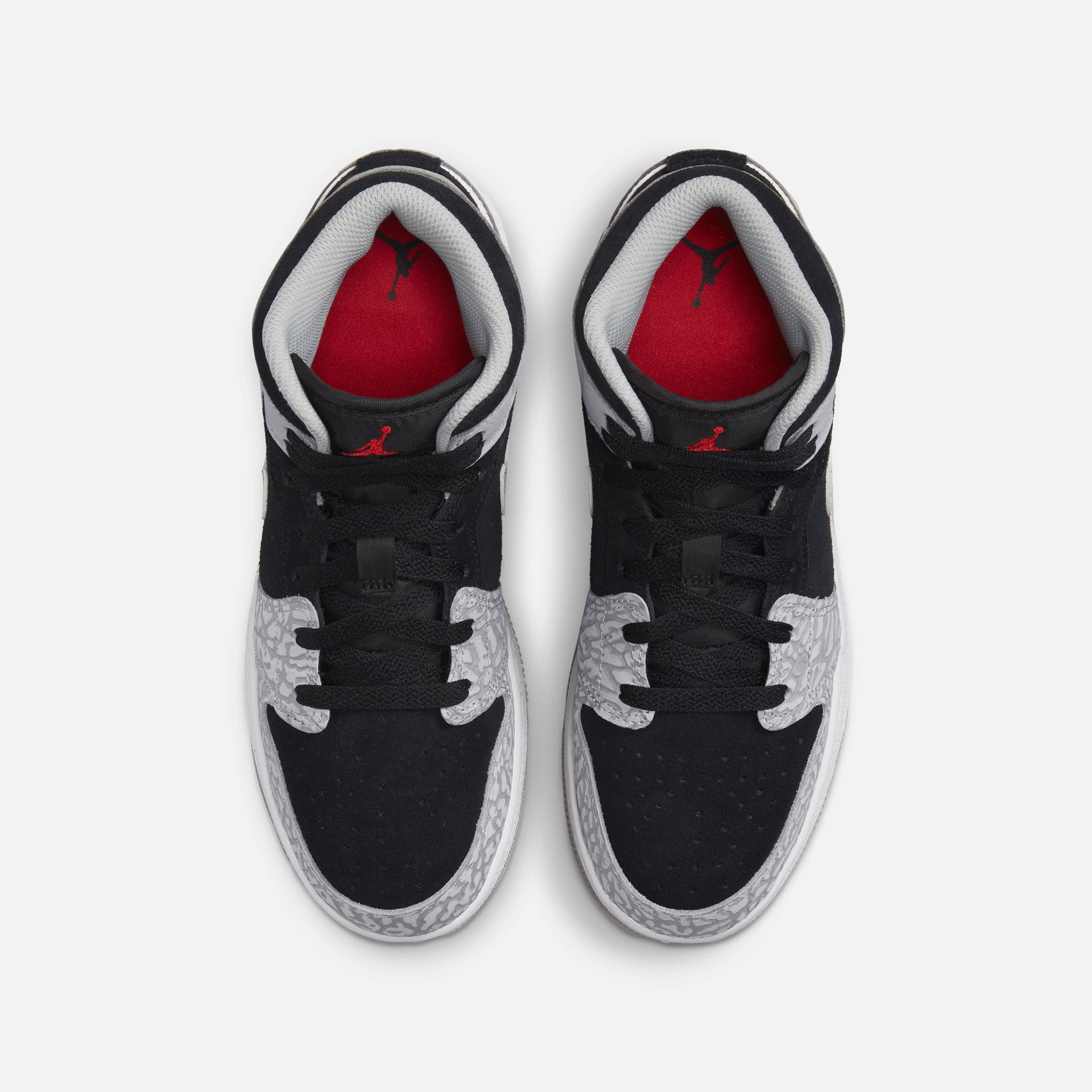 Jordan GS Air Jordan 1 Mid SE - Noir / Blanc / Gris fumé clair / Rouge université