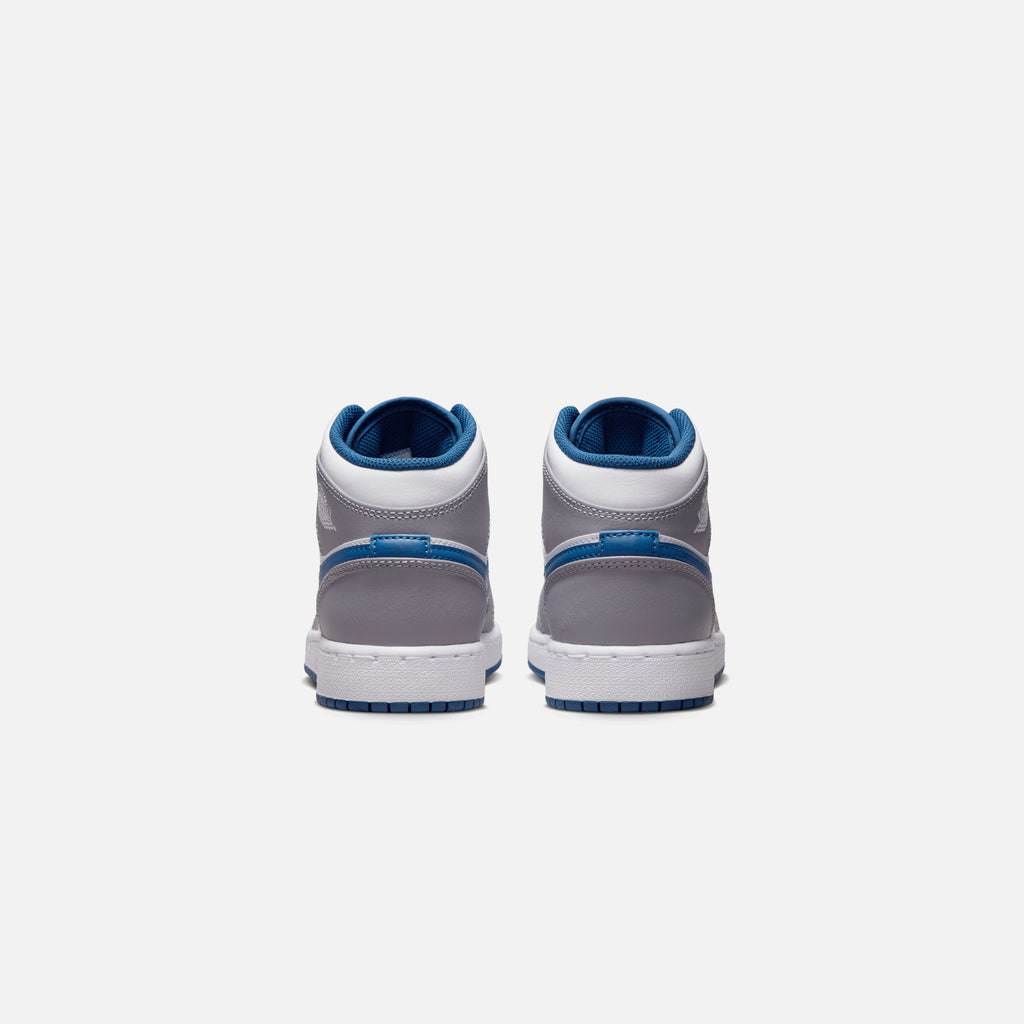 Nike GS Air Jordan 1 Mid - Cement Grey / White / True Blue – Kith Europe