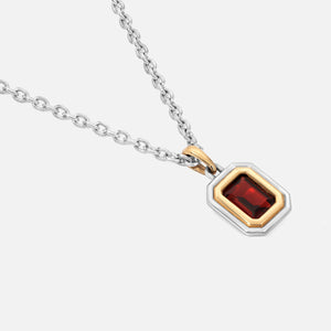 Maor Equinox Charm Necklace in Silver and Yellow Gold With Garnet - Silver / Gold