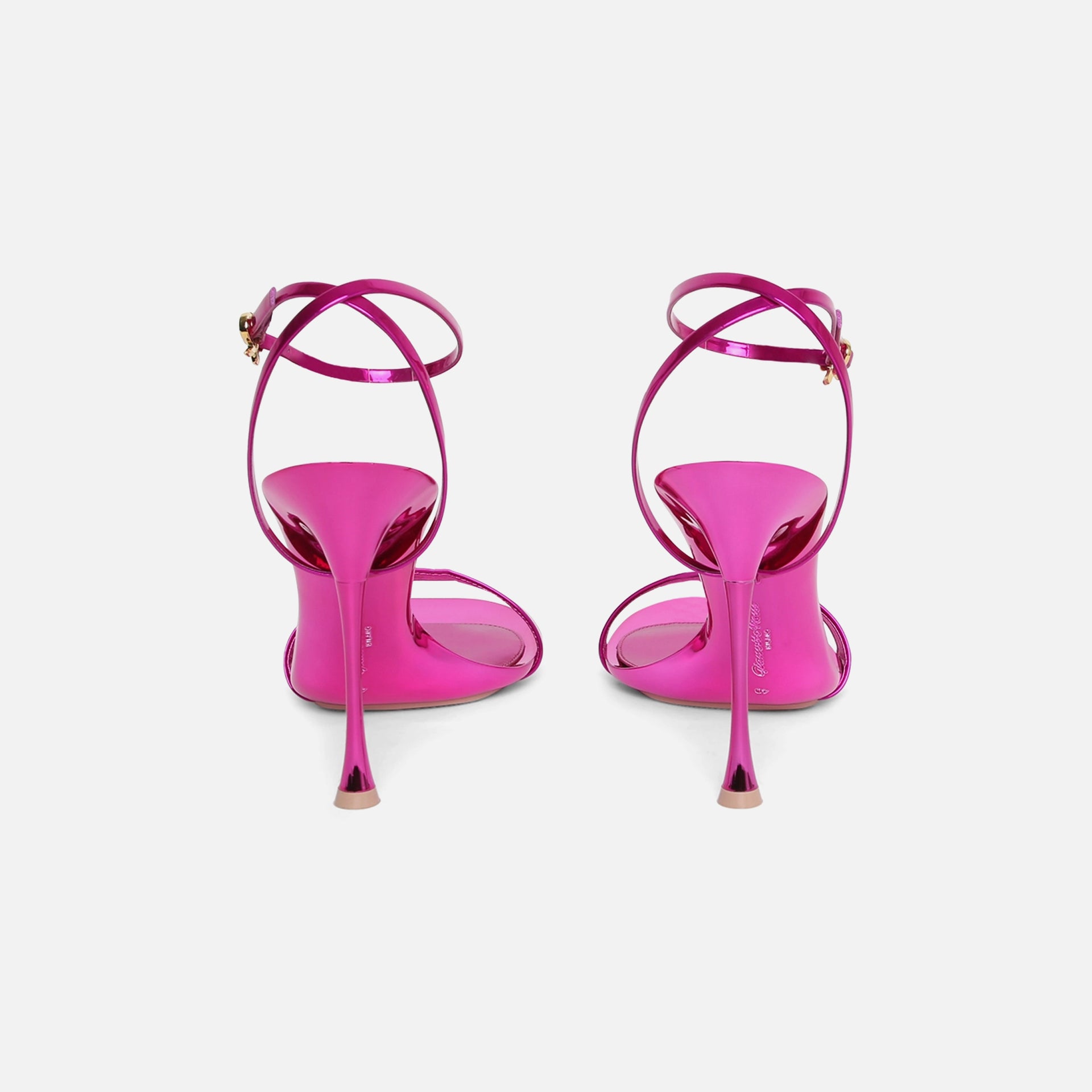 Gianvito Rossi Spice Ribbon Metallic Stiletto Sandals - Dark Pink