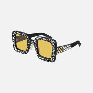 Gucci Eyewear XL Square Frame Star Rhinestone - Yellow / Black