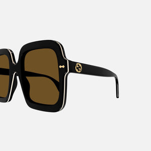 Gucci XL Square Acetate Frame Sunglasses - Black / Brown