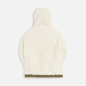 Greg Lauren Sherpa Hooded Boxy Jacket - Ivory