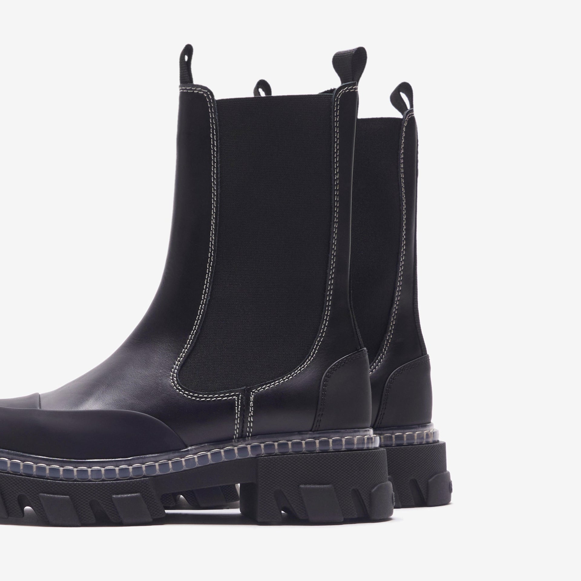 Ganni Cleated Mid Chelsea Boot - Black