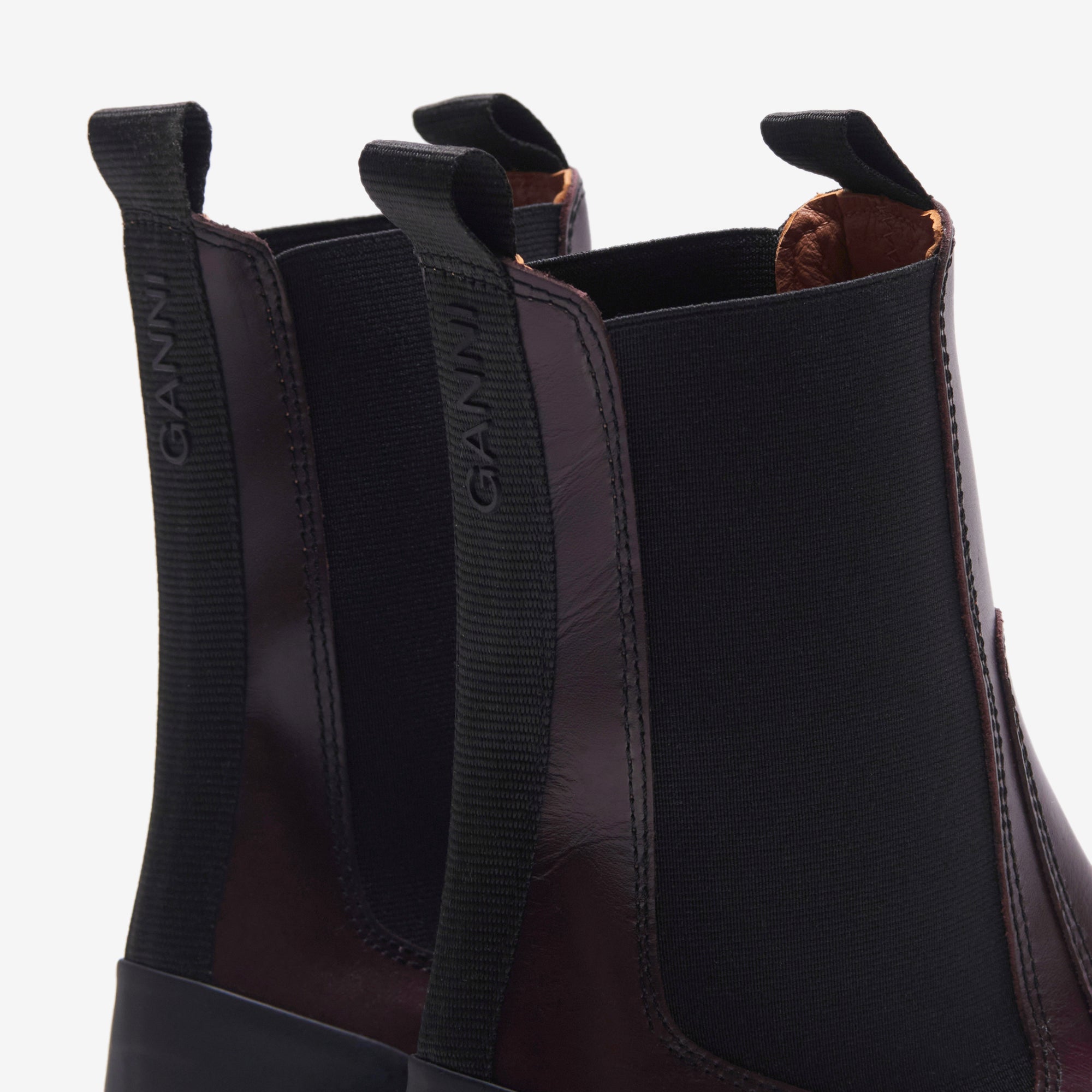 Ganni Cleated Heeled Mid Chelsea Boot - Burgundy – Kith Europe Ganni Cleated Heeled Mid Chelsea Boot - Burgundy – Kith Europe