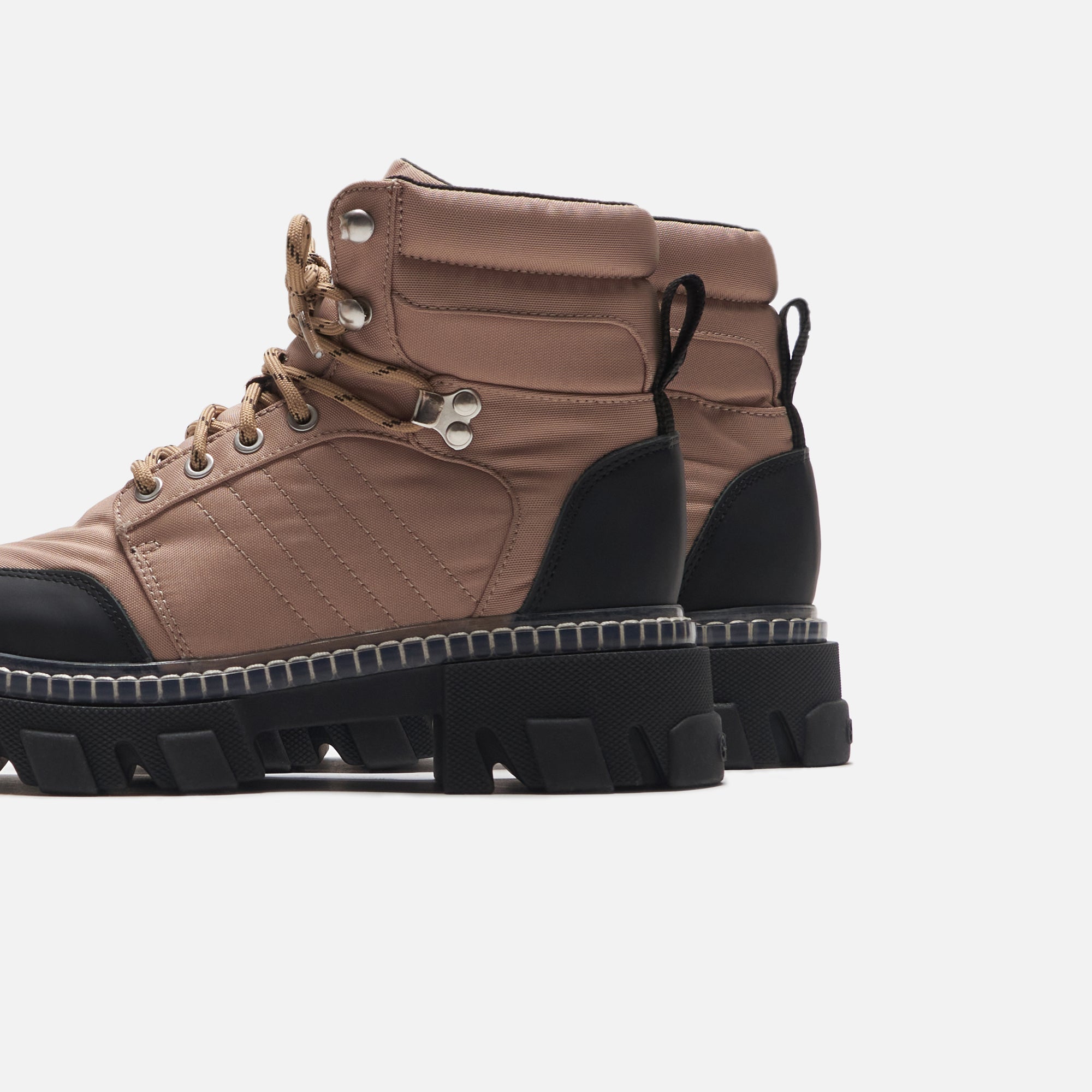 Ganni Cleated Lace Up Hiking Boots - Beige / Black – Kith Europe