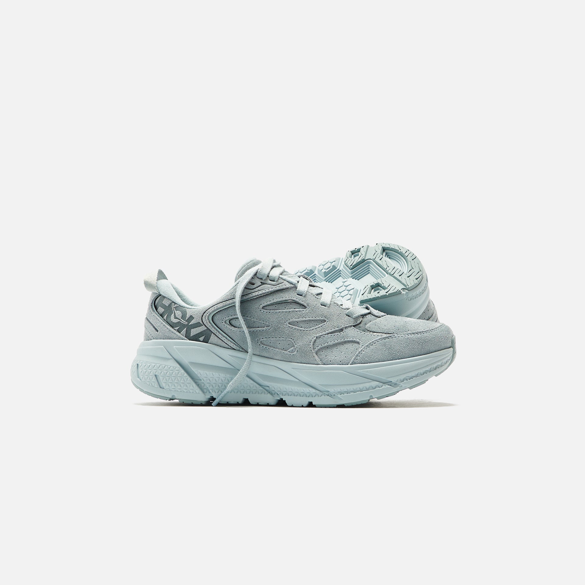 Hoka Clifton L Suede - Grey Mist / Misty Blue