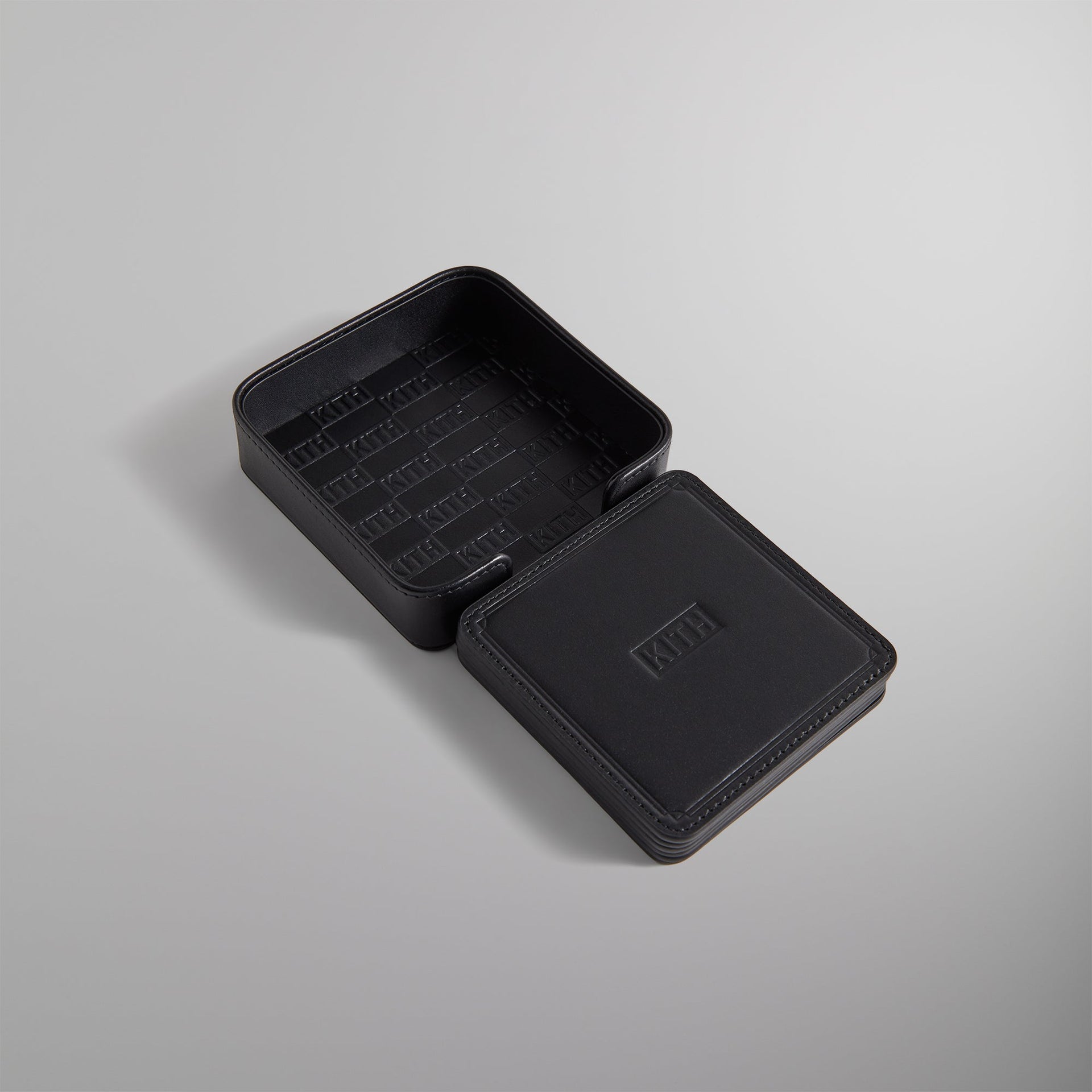 Kith Monogram Leather Coasters - Black