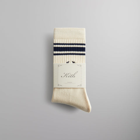 Kith Striped Script Laurel Logo Sock - Sandrift