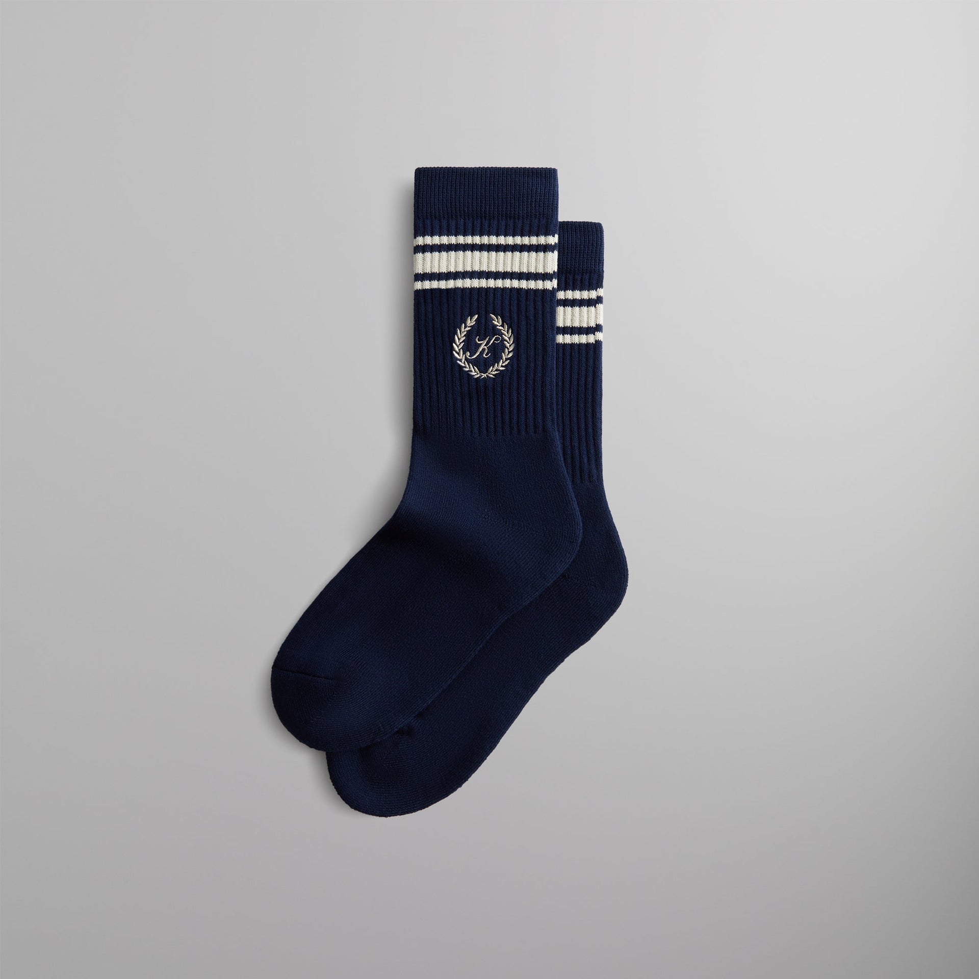 Kith Striped Script Laurel Logo Sock - Nocturnal