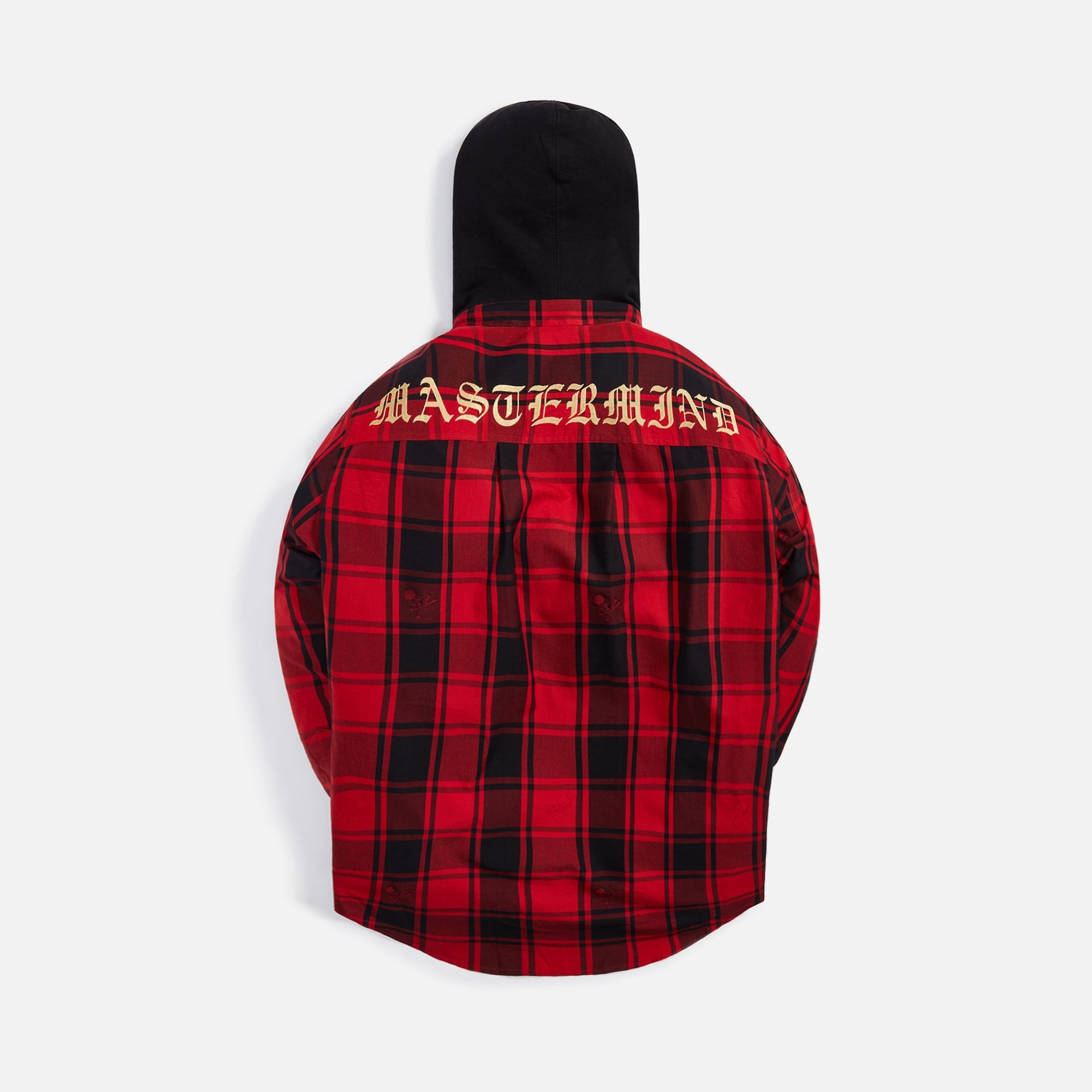 Mastermind World Hooded Plaid Long Sleeves Shirts - Black / Red