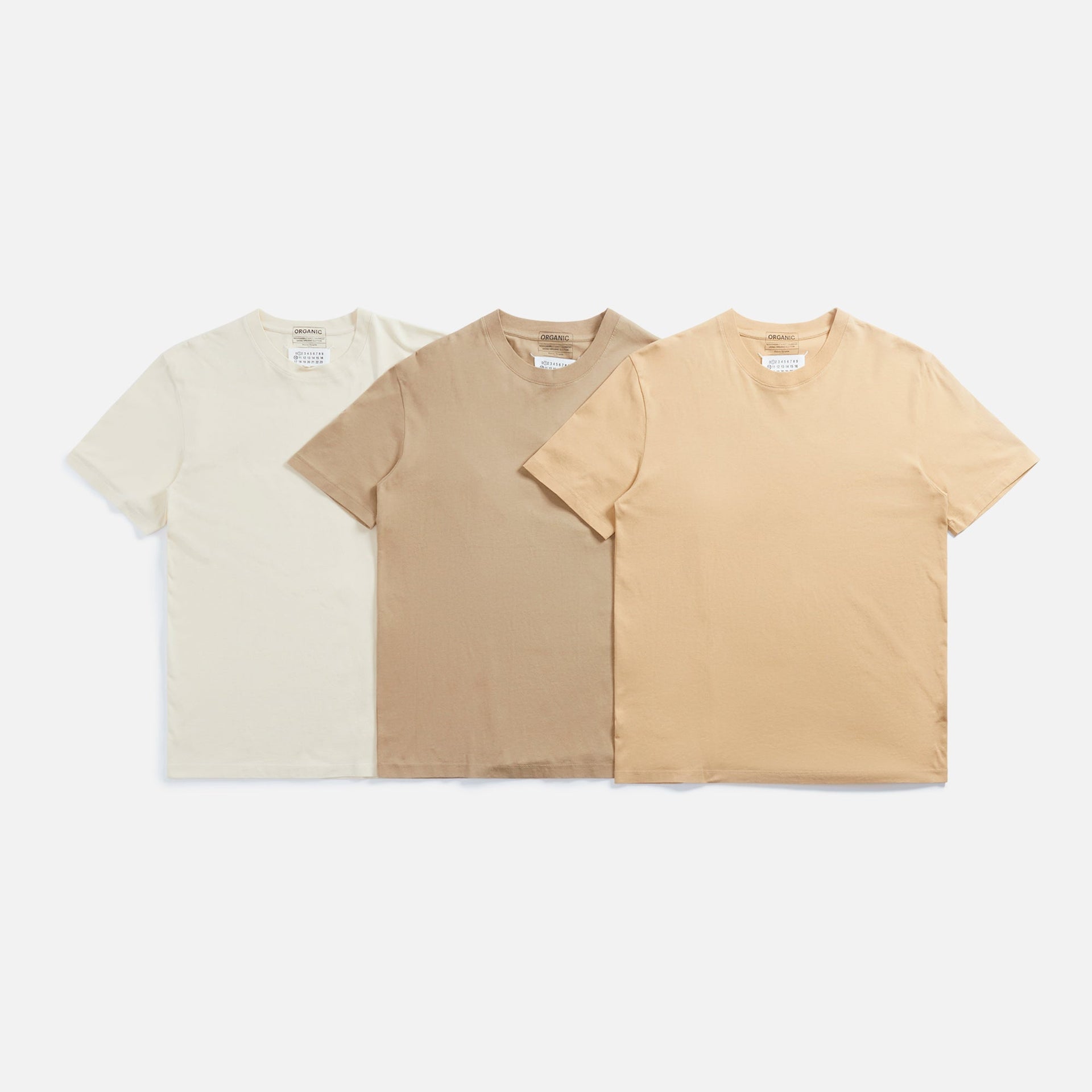 Margiela 3 Pack Tees - Tan Brown