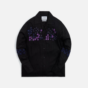 Noma Flower Hand Embroidery Shirt - Black