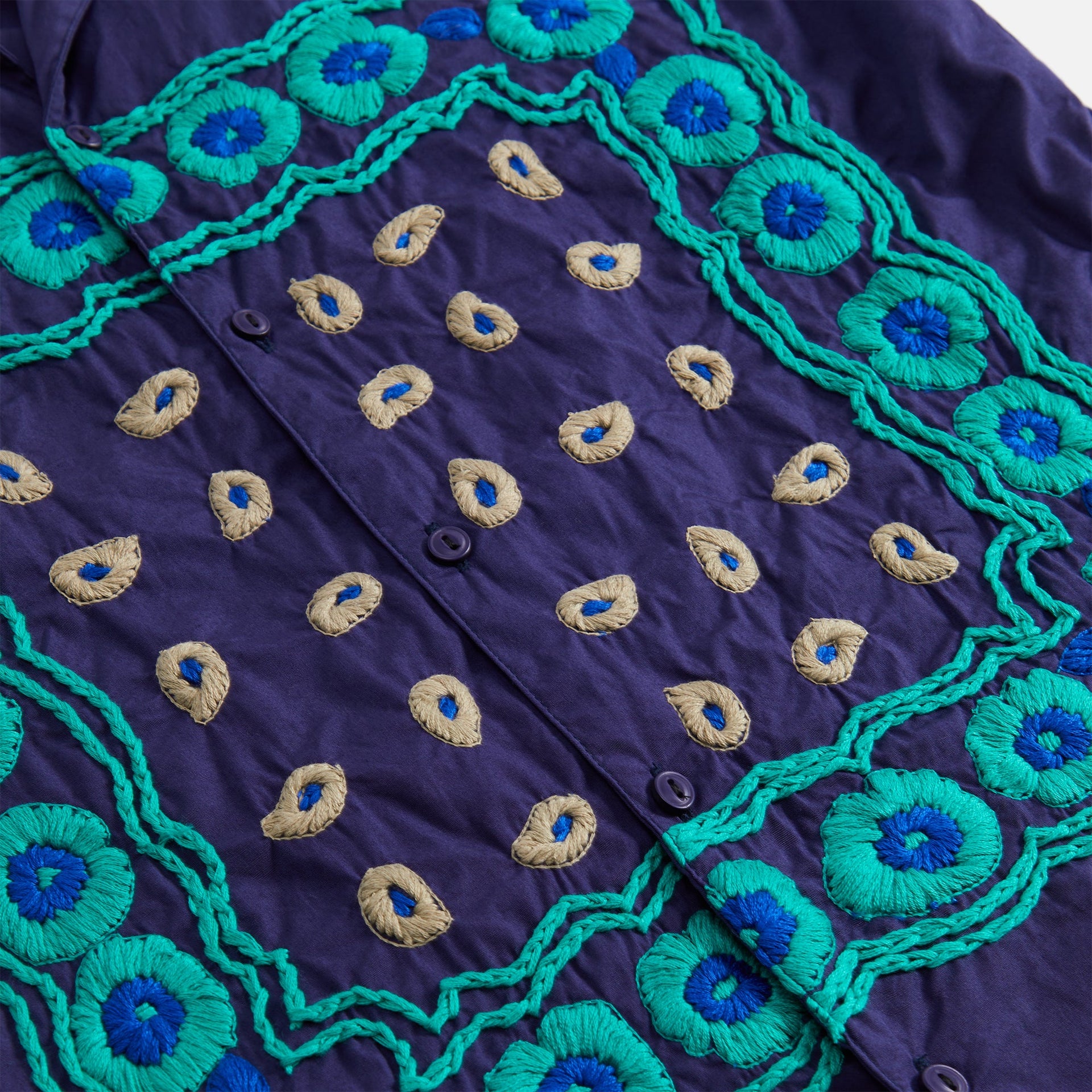 Noma Bandana Hand Embroidery Shirt - Navy