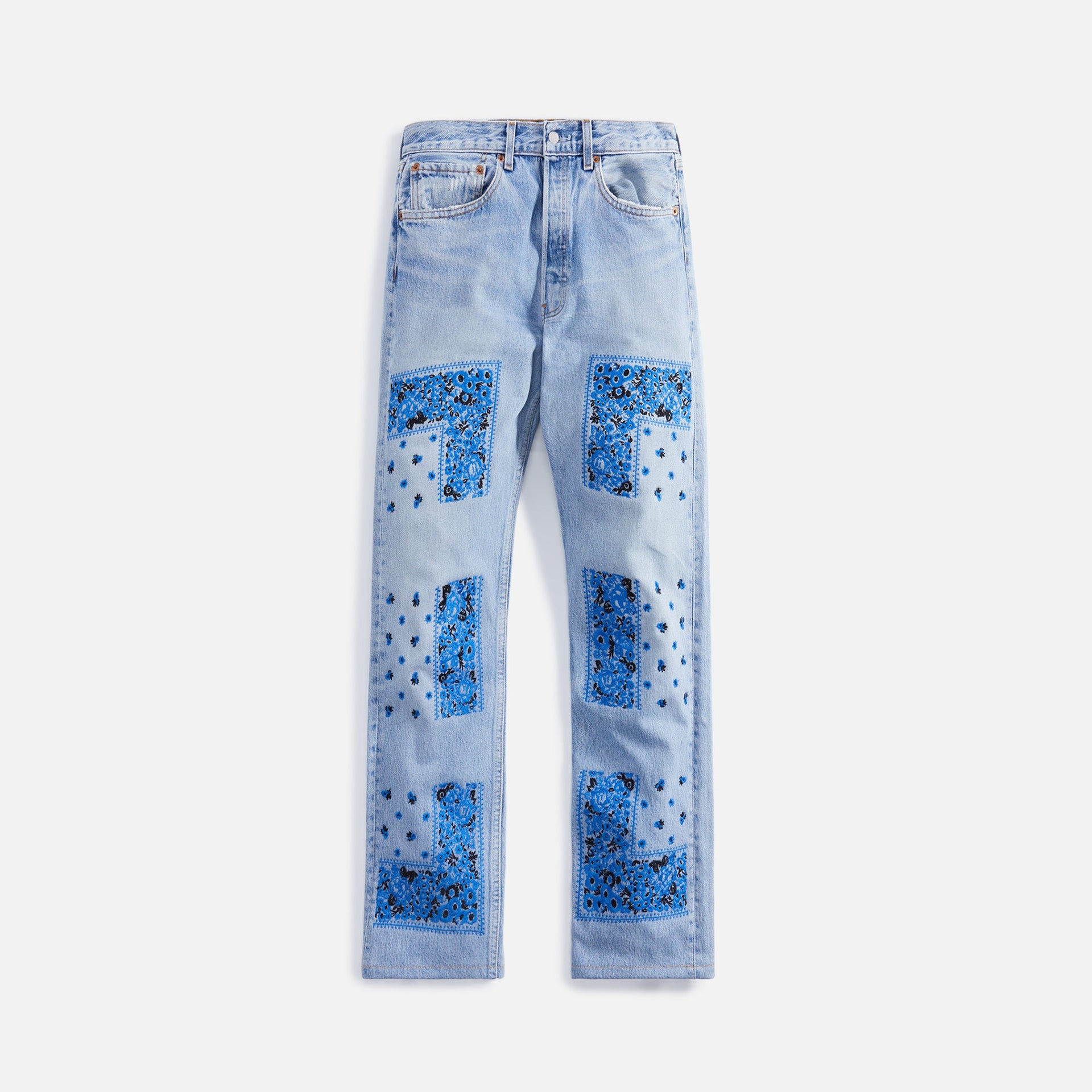 Noma Bandana Embroidery Pants - Indigo Blue / White