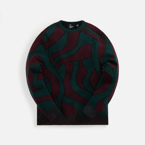 by Parra Distorted Waves Knitted Pullover - Pine Green