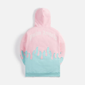 Palm Angels Layered Flames Vintage Hoody - Pink / Light Blue