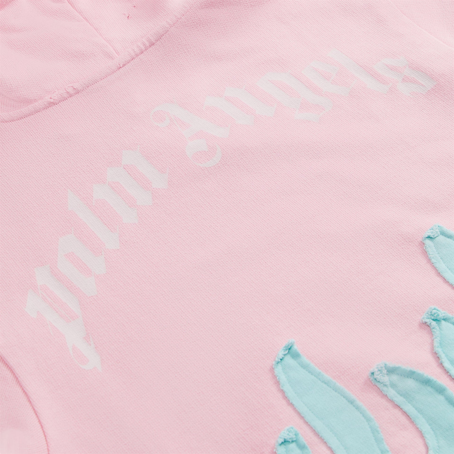 Palm Angels Layered Flames Vintage Hoody - Pink / Light Blue