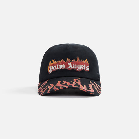 Palm Angels Burning Logo Baseball Cap - Black / Red