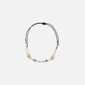 Palm Angels Palm Beaded Necklace - White Black