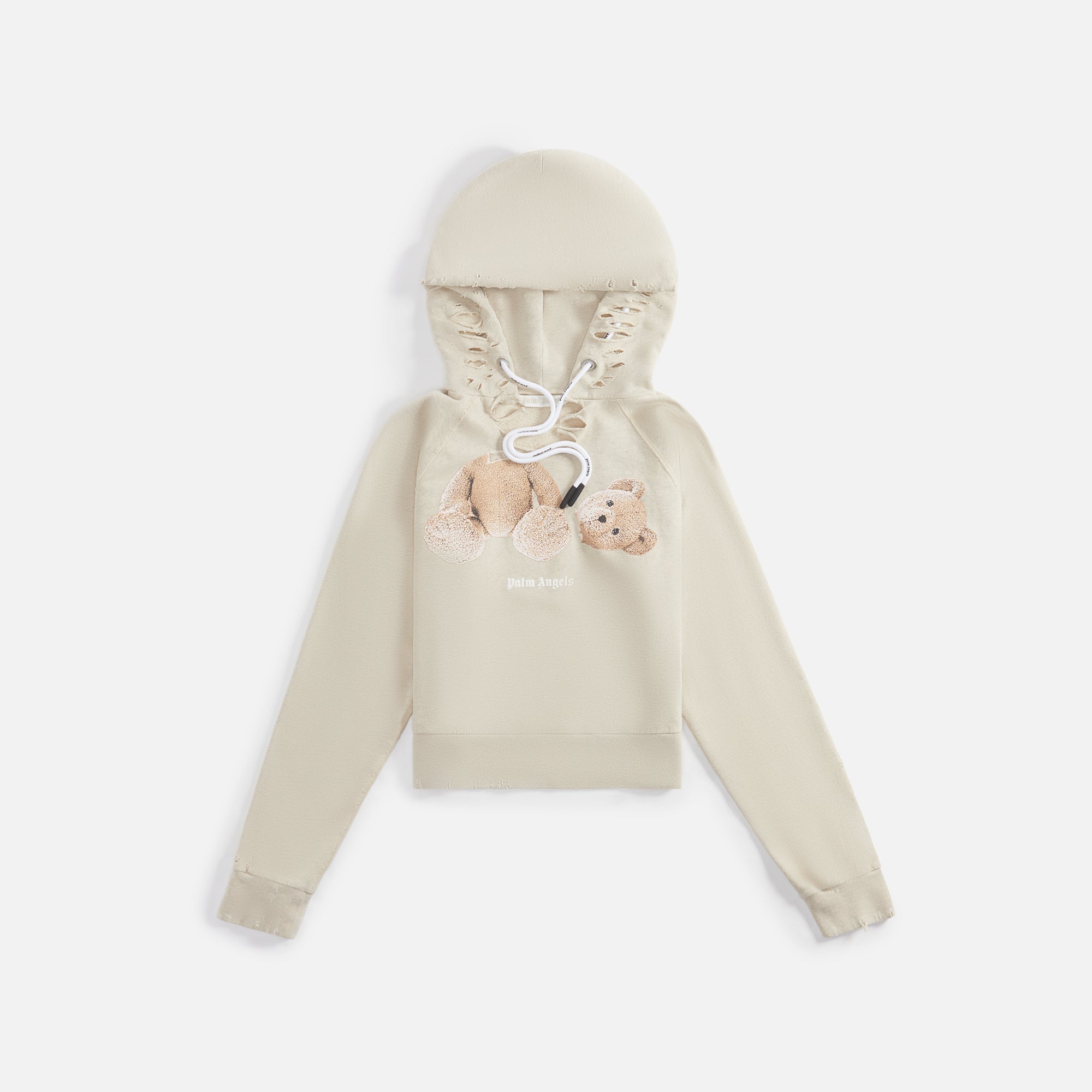 Palm Angels Ripped PA Bear Fitted Hoody - Melange Grey – Kith Europe