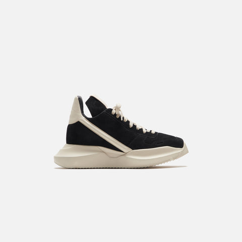Rick Owens Scarpe Pelle Geth Runner - Black / Milk