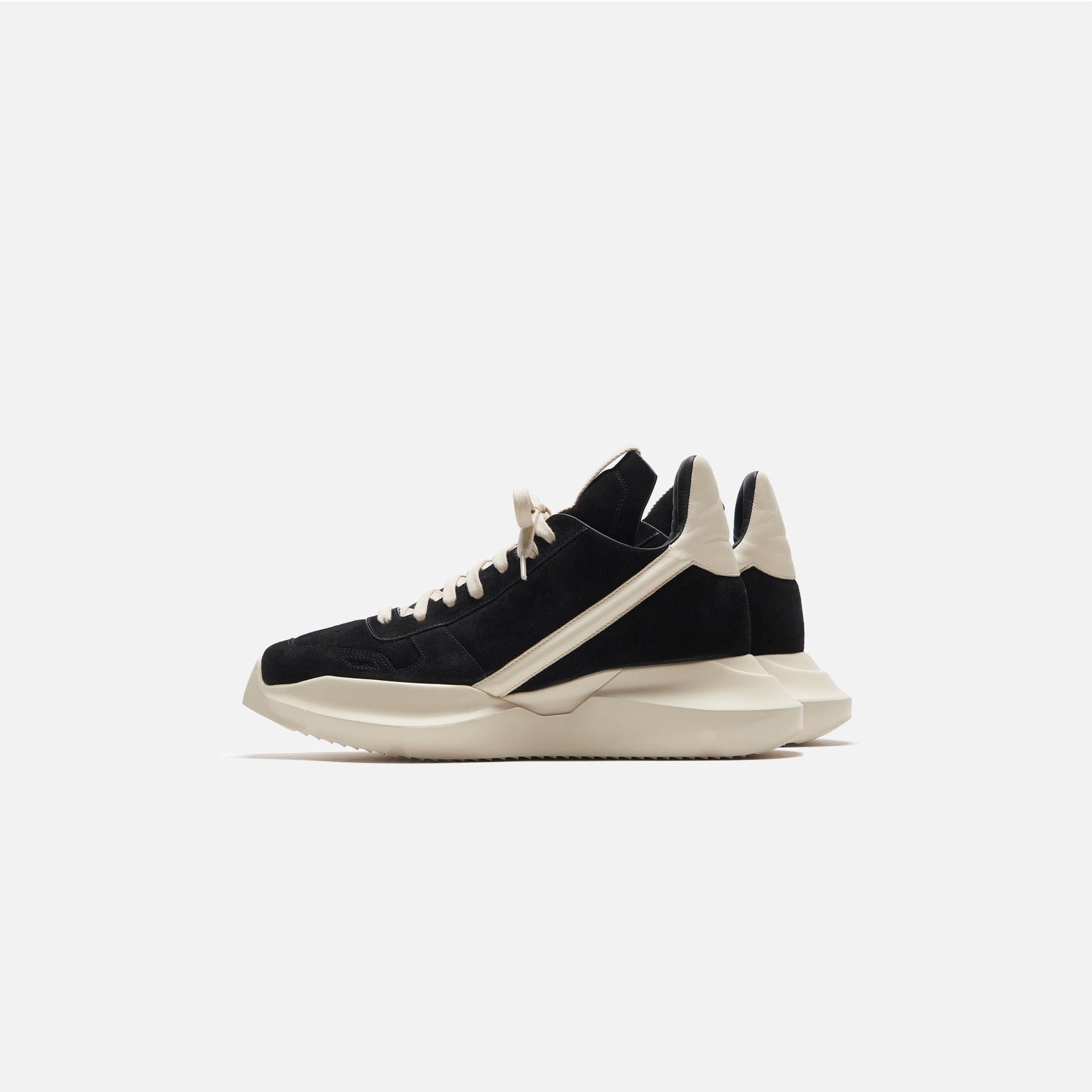 Rick Owens Scarpe Pelle Geth Runner - Black / Milk