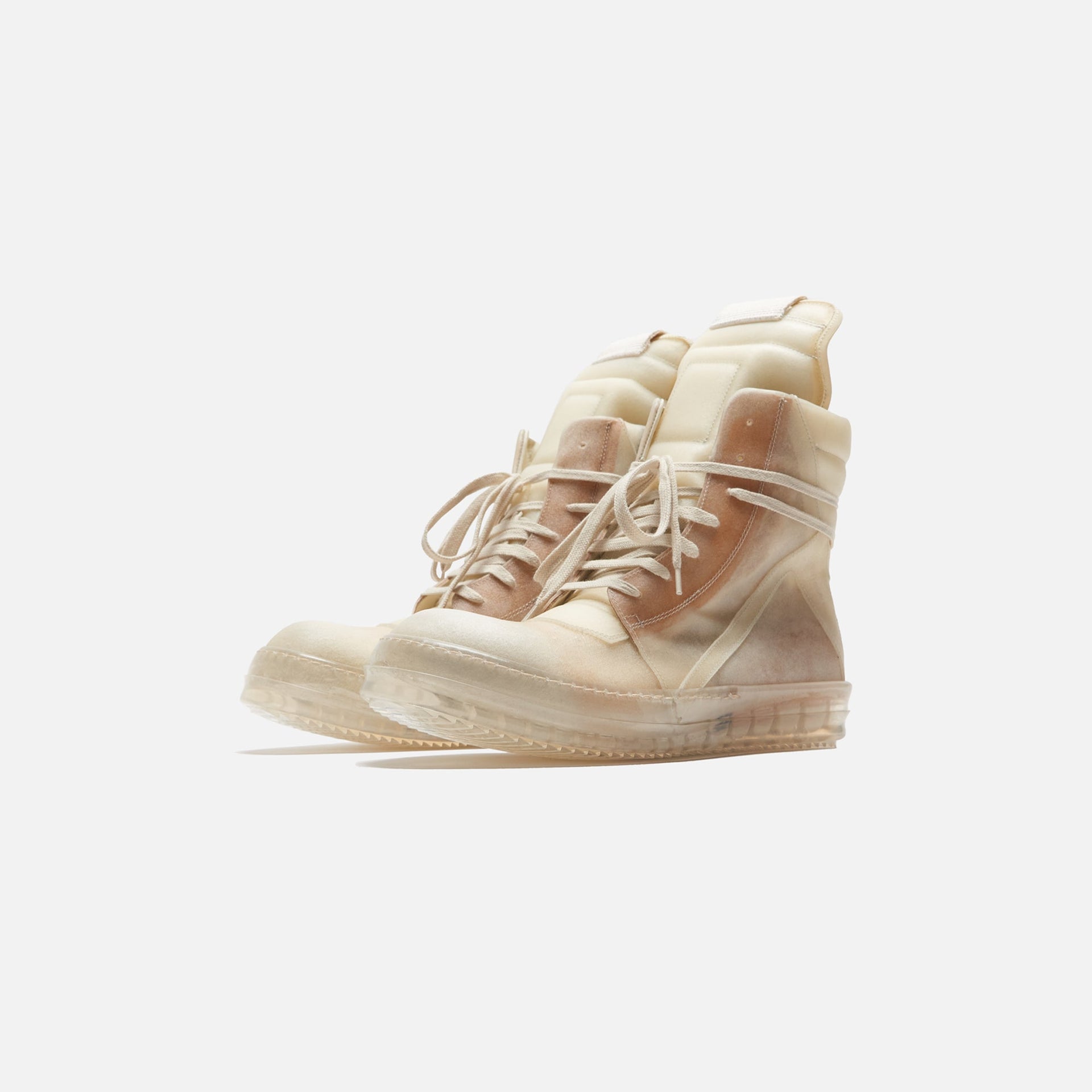 Rick Owens Scarpe Pelle Geobasket - Natural / Clear