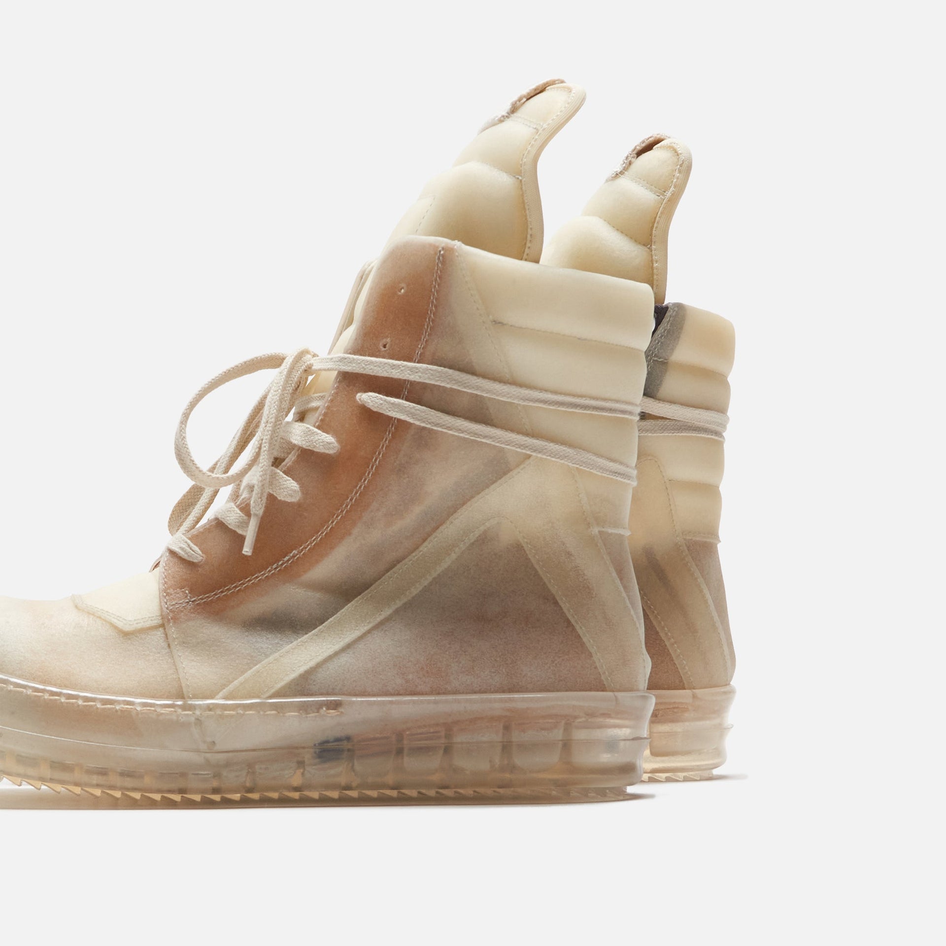 Rick Owens Scarpe Pelle Geobasket - Natural / Clear