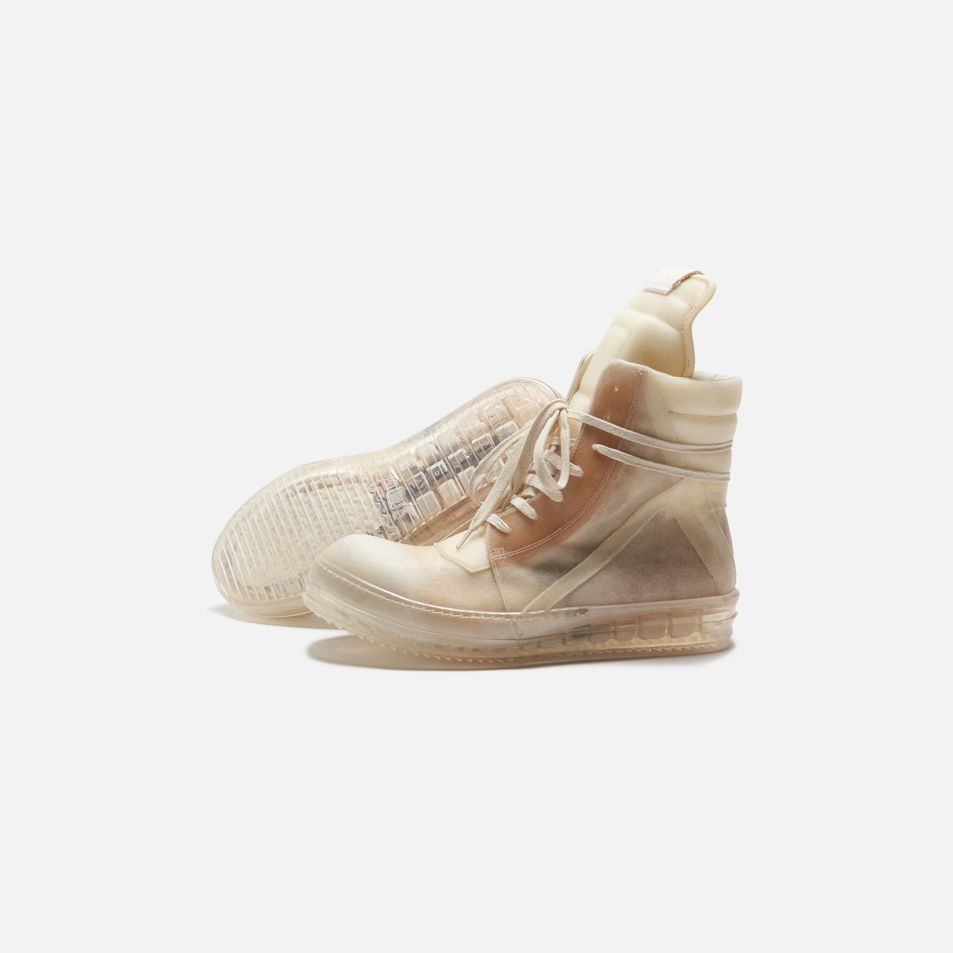 Rick Owens Scarpe Pelle Geobasket - Natural / Clear