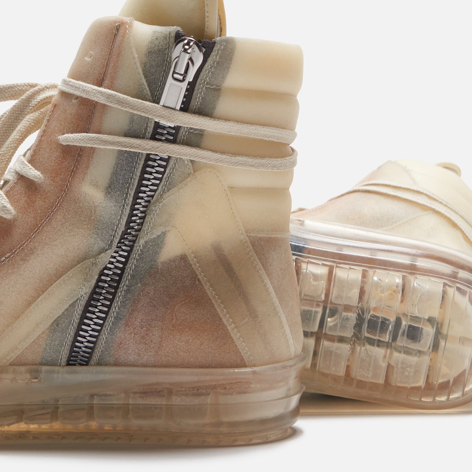 Rick Owens Scarpe Pelle Geobasket - Natural / Clear