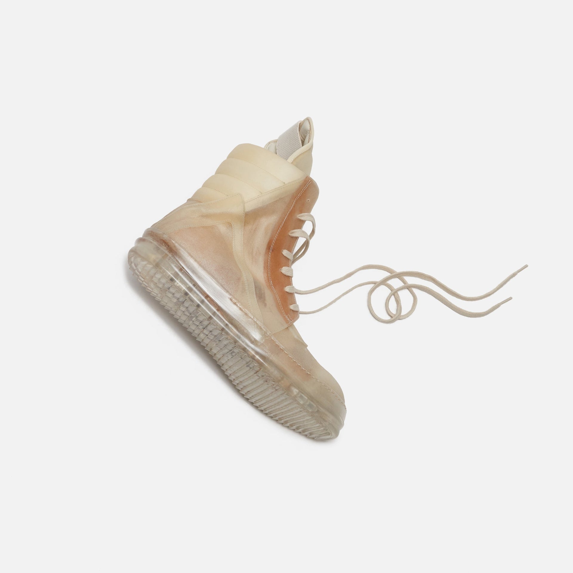 Rick Owens Scarpe Pelle Geobasket - Natural / Clear