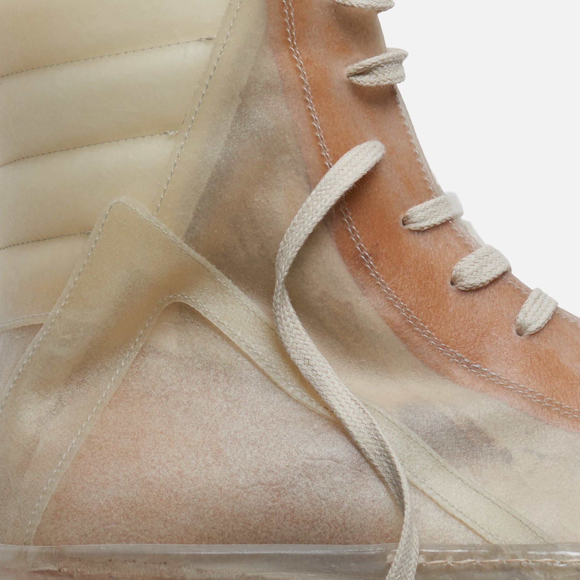 Rick Owens Scarpe Pelle Geobasket - Natural / Clear