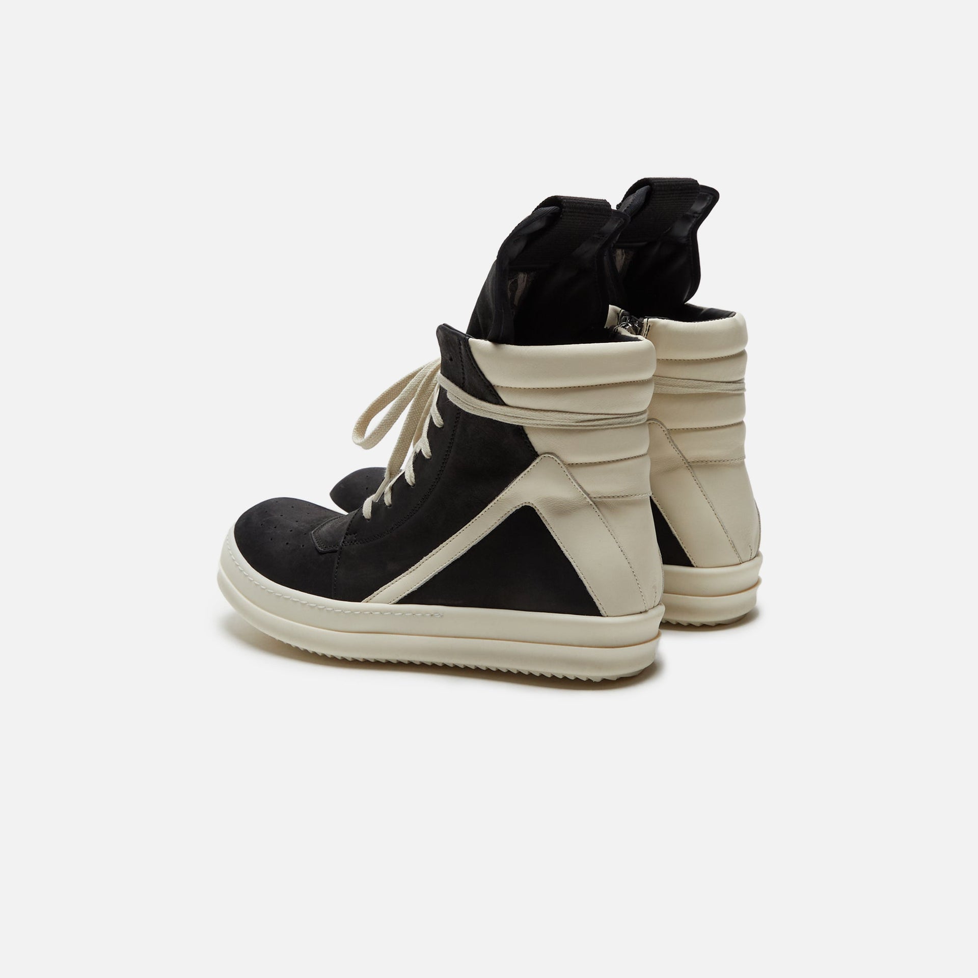 Rick Owens Scarpe Pelle Geobasket  - Black / Milk