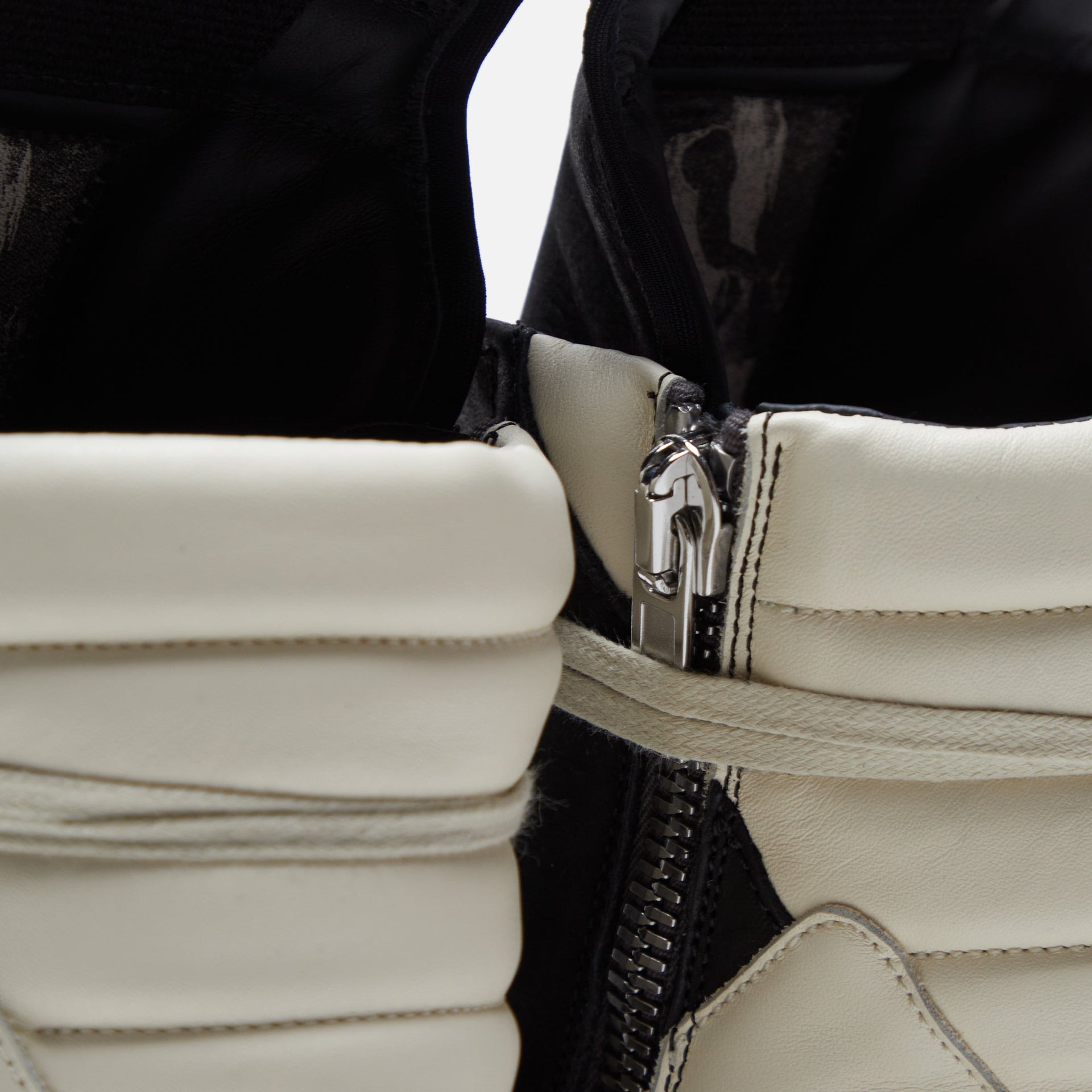 Rick Owens Scarpe Pelle Geobasket  - Black / Milk