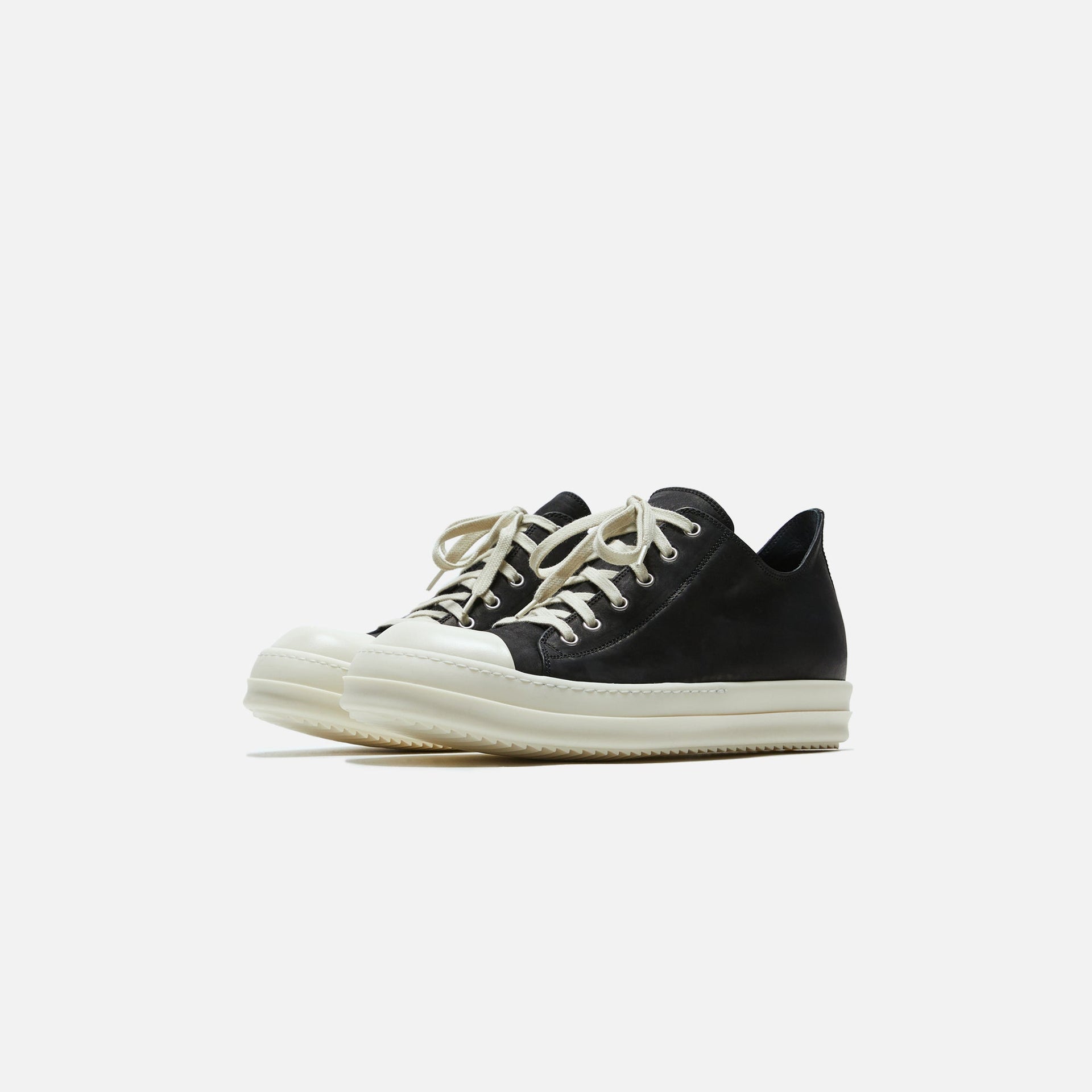 Rick Owens Scarpe Pelle Low Sneakers - Nubuck Black / Milk