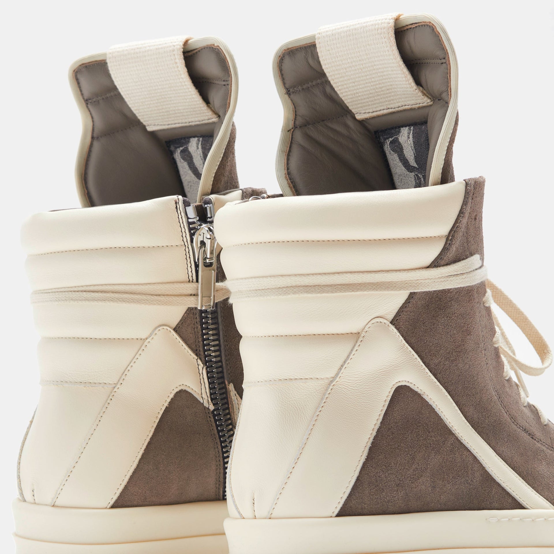 Rick Owens Scarpe Pelle Geobasket - Dust / Milk