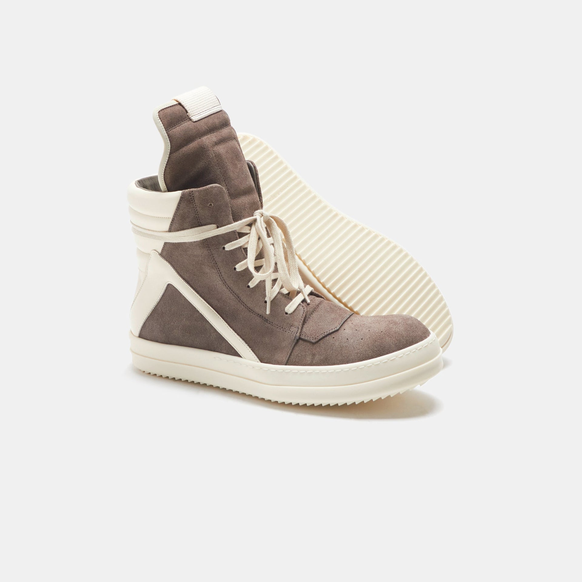Rick Owens Scarpe Pelle Geobasket - Dust / Milk