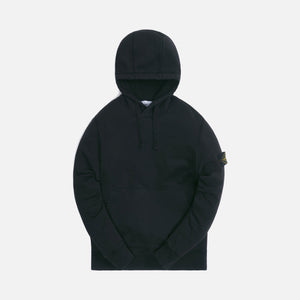 Stone Island Cotton Fleece Garment Dyed Hooded Sweatshirt - Black