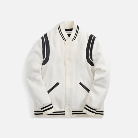 Saint Laurent Teddy 2Bandes Bomber Jacket - Naturel