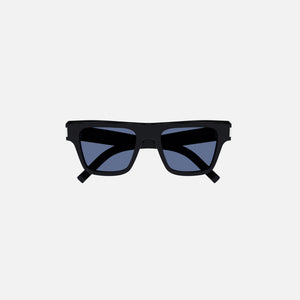 Saint Laurent 469 Bold Flat Top Sunglasses - Black Blue Lens