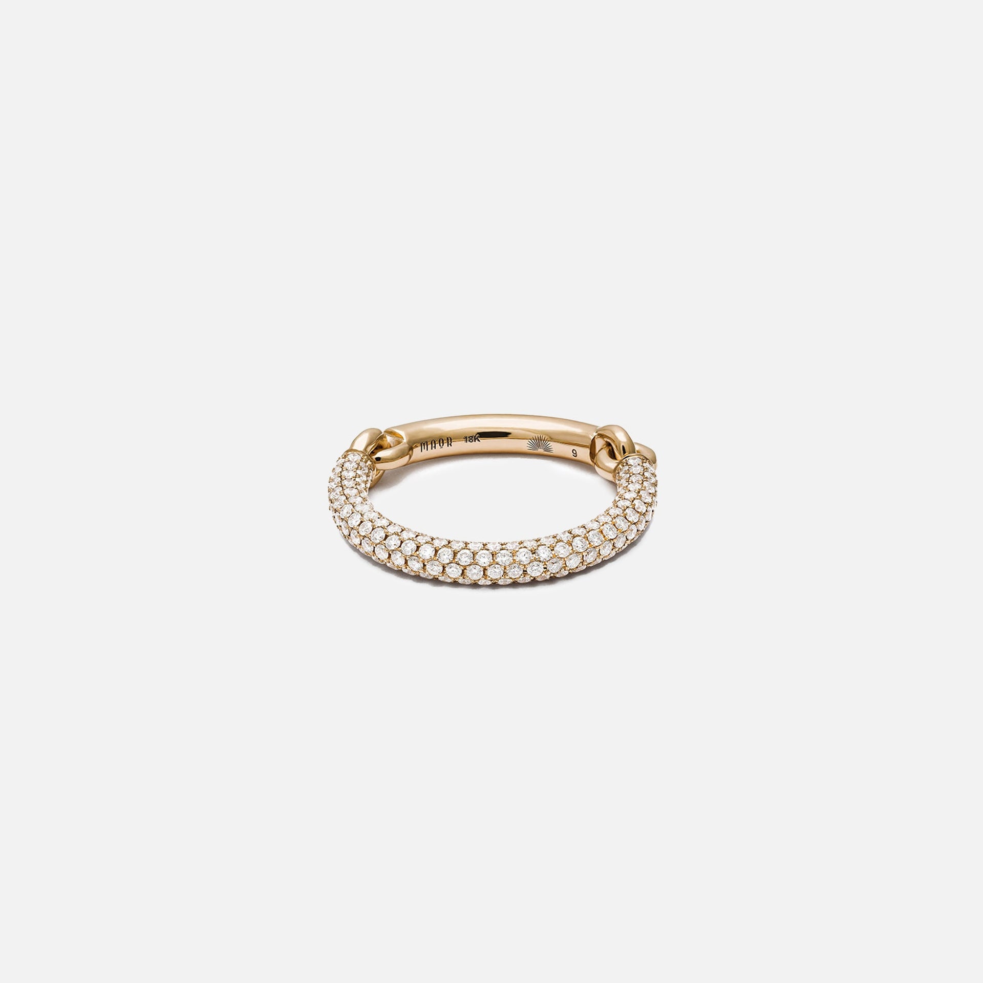 Maor Equinox Ring in Yellow Gold with 2/3 Pave White Diamond - Gold / White