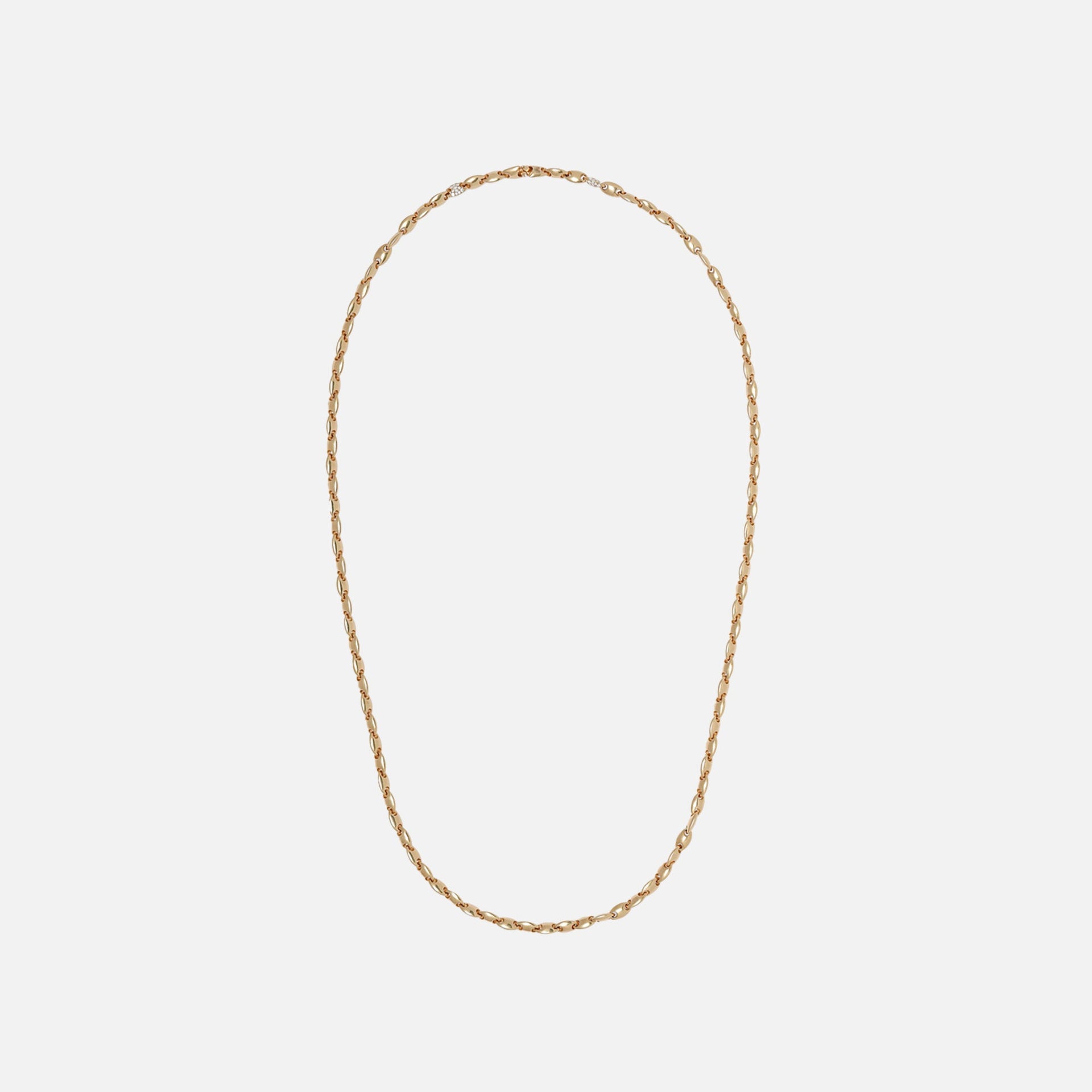 Maor Neo 4MM Necklace in Yellow Gold and White Diamonds - Gold