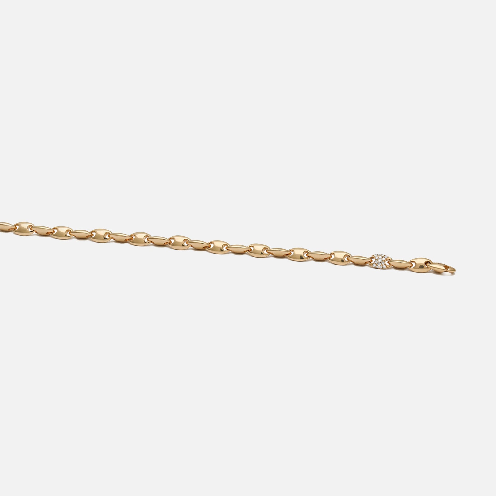 Maor Neo 4MM Necklace in Yellow Gold and White Diamonds - Gold