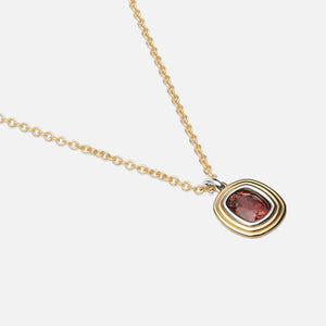 Maor Equinox Large Charm Necklace in 18K Yellow Gold and Platinum with Garnet - Gold / Platinum