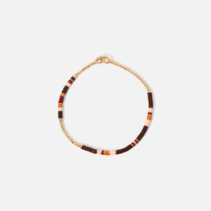 Maor Shine Bracelet Pattern Beads with 18k Yellow Gold - Gold / Brown