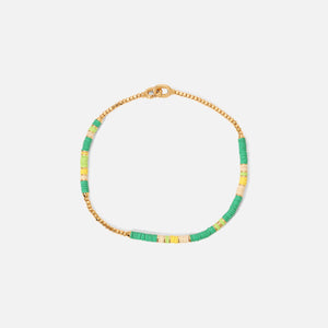Maor Shine Bracelet Green Pattern Beads with 18k Yellow Gold - Gold / Green