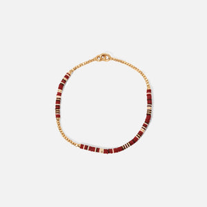 Maor Shine #2 Bracelet in Wine Pattern Beads with 18k Yellow Gold - Gold /Wine