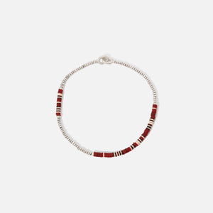 Maor Shine #3 Bracelet in Wine Pattern Beads with Sterling Silver Beads - Silver / Wine
