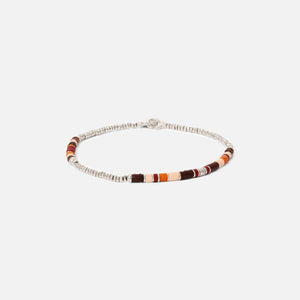 Maor Shine #4 Bracelet in Brown Pattern Beads with Sterling Silver Beads - Silver / Brown